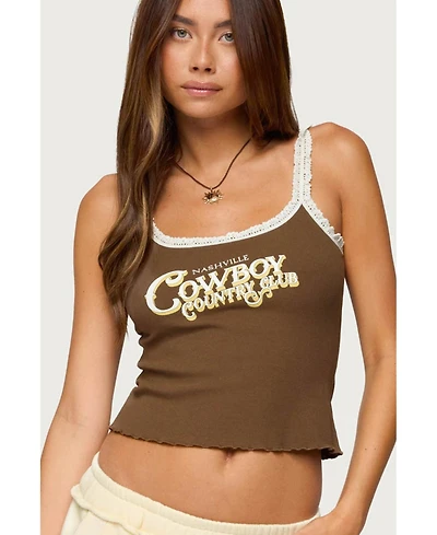 Edikted Women's Nashville Cowboy Graphic Tank Top