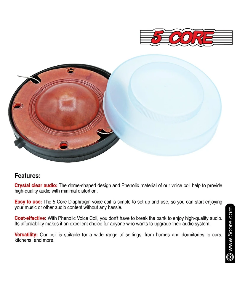 5Core 20x 2" Replacement Phenolic Tweeter Diaphragm Voice Coil - Dp 200 1Pcs