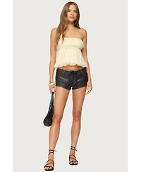 Edikted Women's Seren Ruffle Chiffon Strapless Top