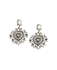 Sohi Womens White Regal Drop Earrings