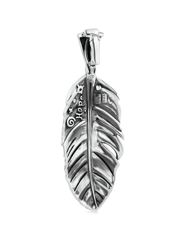 American West Jewelry Sterling Silver Sleeping Beauty Turquoise Fritz Casuse Prayer Feather Pendant Enhancer