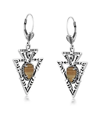 American West Jewelry Sterling Silver Picture Jasper Arrowhead Lever Back Earrings
