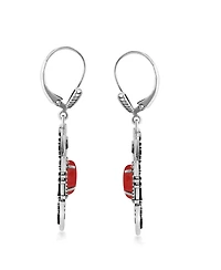 American West Jewelry Sterling Silver Red Onyx Arrowhead Lever Back Earrings
