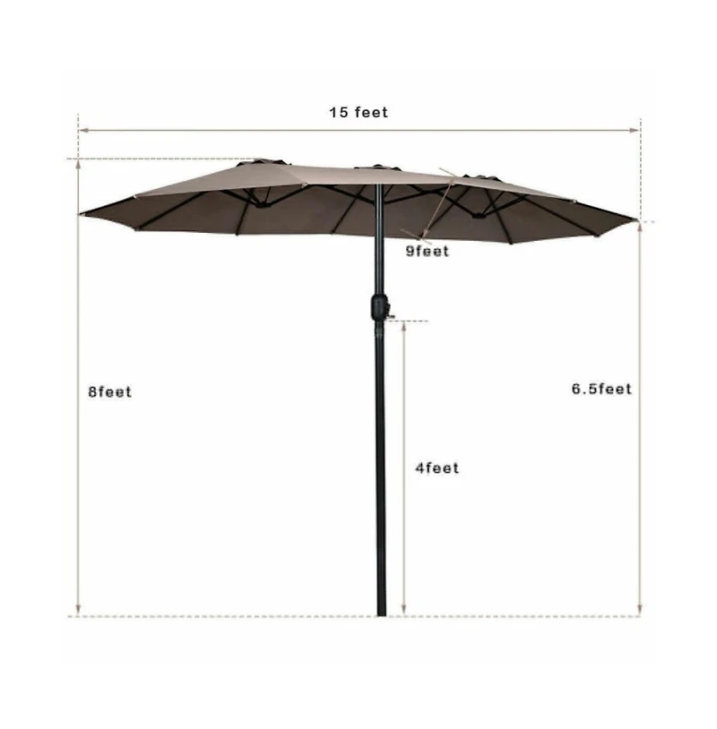 15 Feet Double-Sided Outdoor Patio Umbrella with Crank without Base