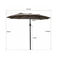 15 Feet Double-Sided Outdoor Patio Umbrella with Crank without Base