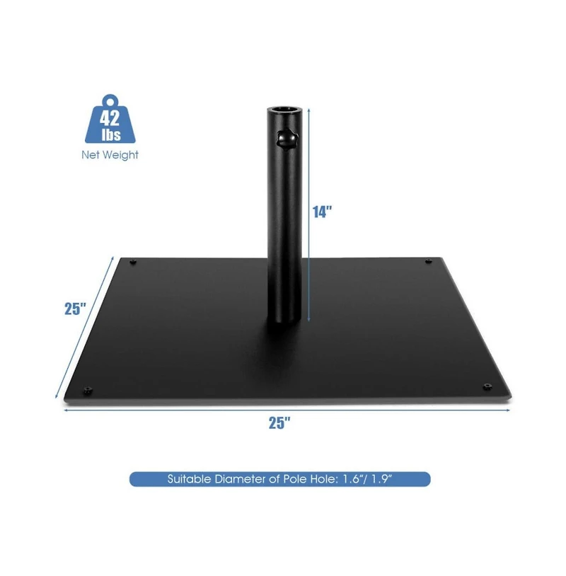 42 Lbs Weighted 25 Inch Square Patio Umbrella Base