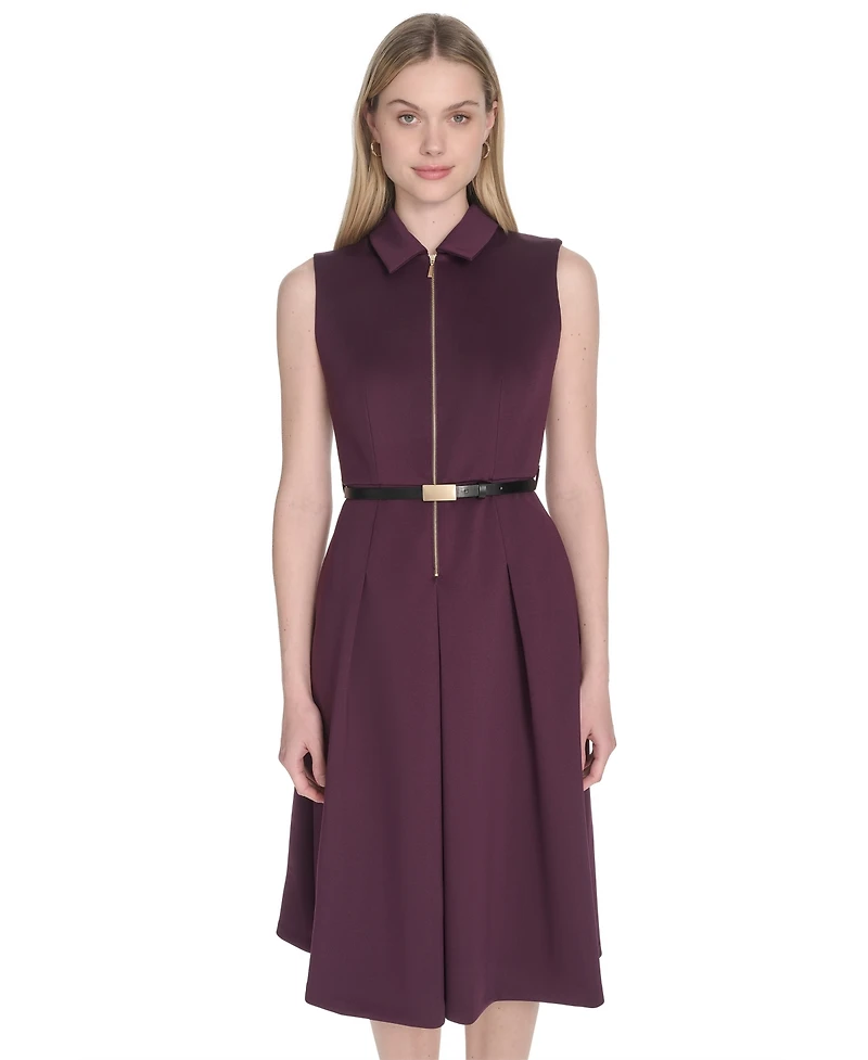 Calvin Klein Women's Sleeveless Scuba A-Line Dress