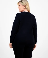 Jm Collection Plus Embellished Boatneck Sweater, Macy's Exclusive