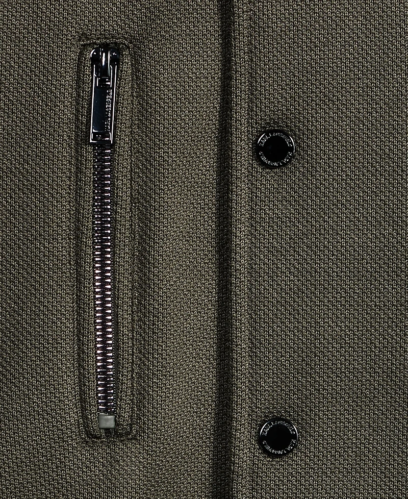 Karl Lagerfeld Men's Textured Varsity Zip Bomber Jacket