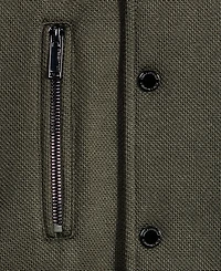Karl Lagerfeld Men's Textured Varsity Zip Bomber Jacket