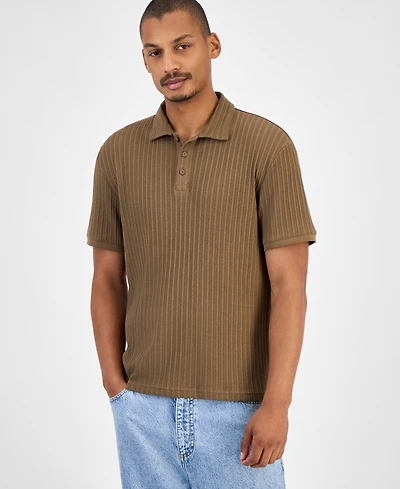 Sun + Stone Men's Rocco Textured Polo Shirt, Exclusively at Macy's