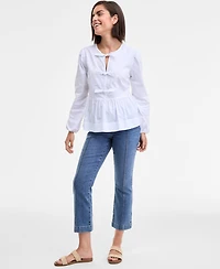 Nautica Jeans Women's Tie-Front Cotton Peplum Top