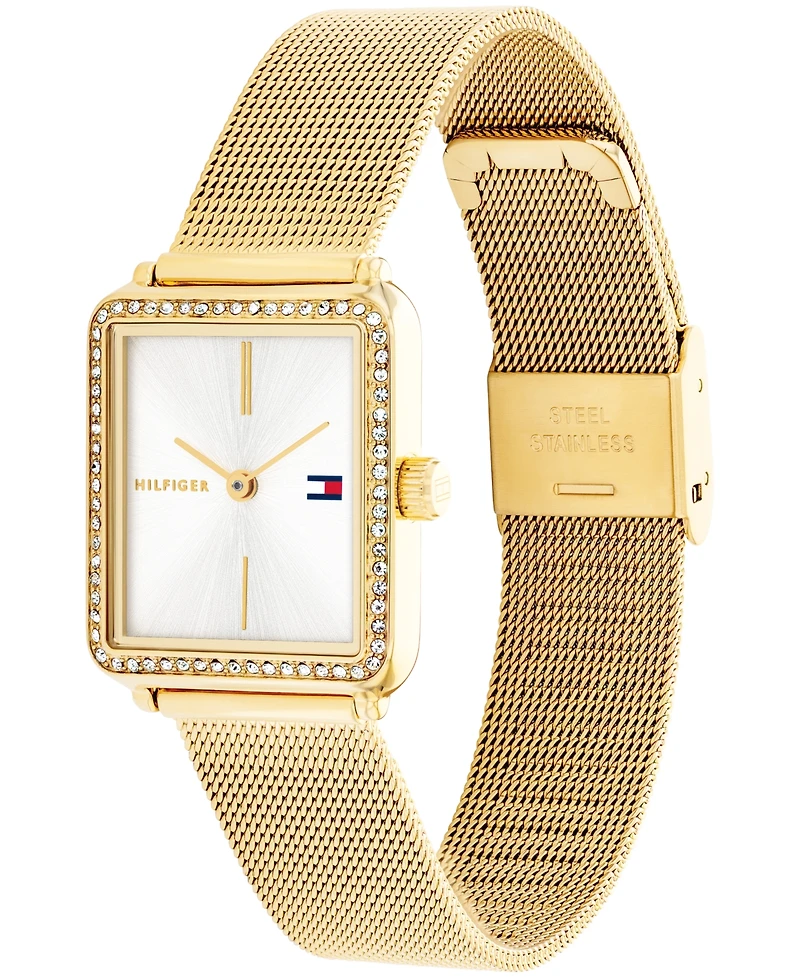 Tommy Hilfiger Women's Quartz Gold Tone Stainless Steel Mesh Bracelet Watch, 21.3mm
