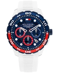 Tommy Hilfiger Men's Chronograph White Silicone Strap Watch, 44mm