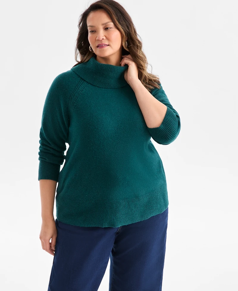 Style & Co Plus Size Cozy Cowl-Neck Long-Sleeve Sweater, Macy's Exclusive