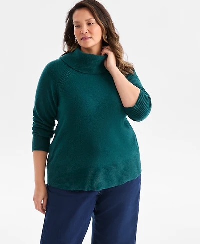 Style & Co Plus Size Cozy Cowl-Neck Long-Sleeve Sweater, Macy's Exclusive