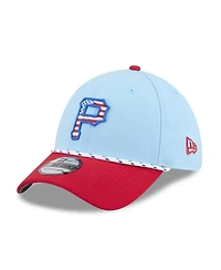 New Era Men's Light Blue/Red Pittsburgh Pirates 2025 Fourth of July 39THIRTY Flex Hat