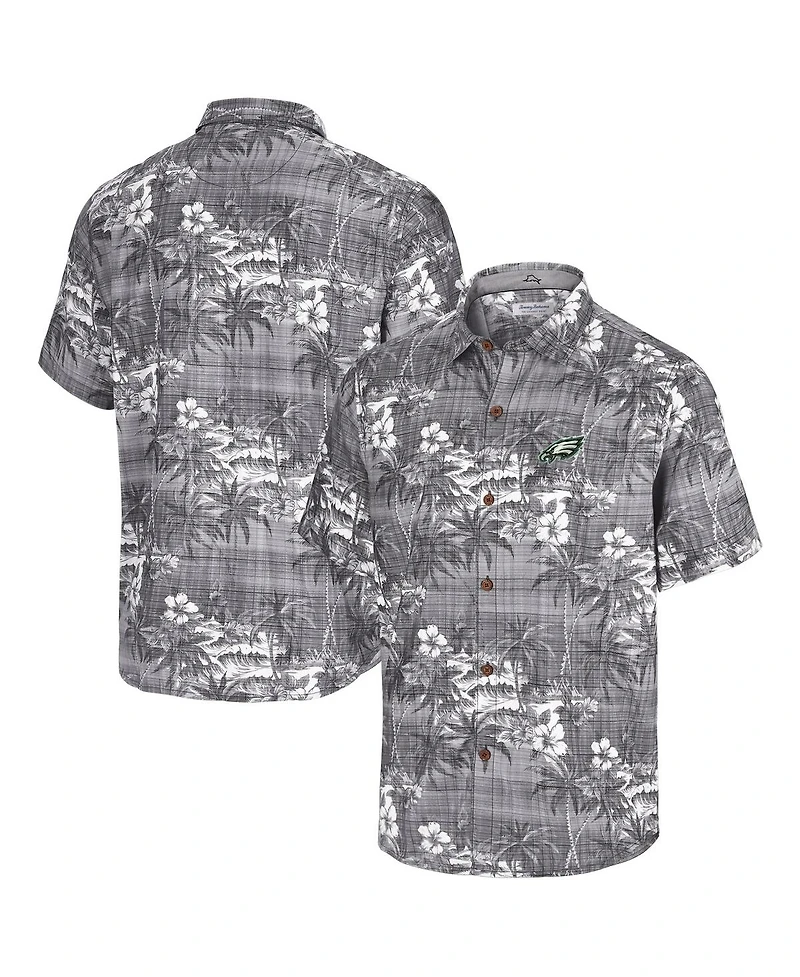 Tommy Bahama Men's Black Philadelphia Eagles Coconut Point Isla Palmetta Camp Button-Up Shirt
