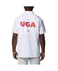Columbia Men's White Georgia Bulldogs Pfg Slack Tide Omni-Shade Button-Up Camp Shirt