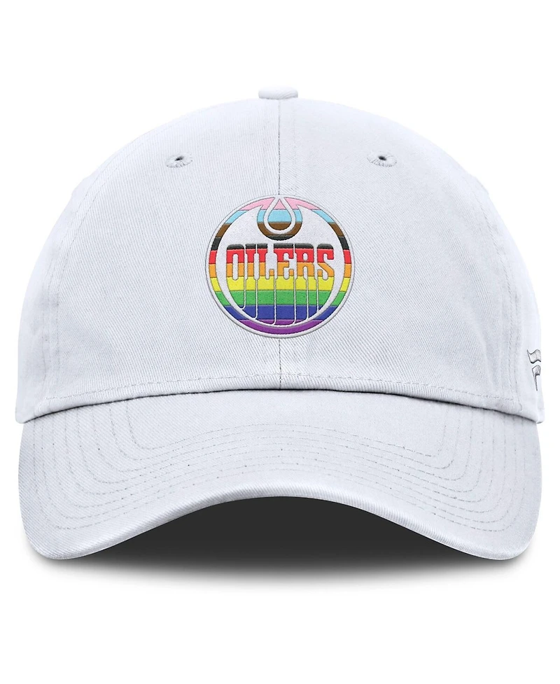 Fanatics Men's White Edmonton Oilers Pride Adjustable Hat