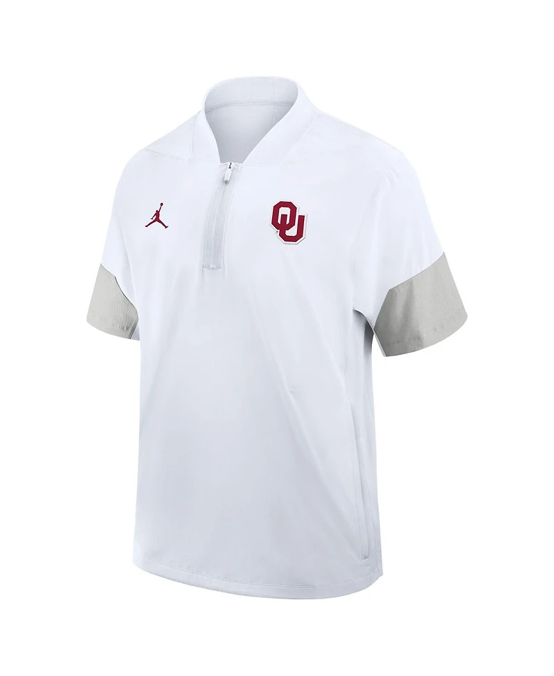 Jordan Men's White Oklahoma Sooners 2025 Sideline Coaches Lightweight Short Sleeve Jacket