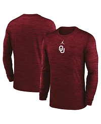 Jordan Men's Crimson Oklahoma Sooners 2025 Sideline Velocity Performance Long Sleeve T-Shirt