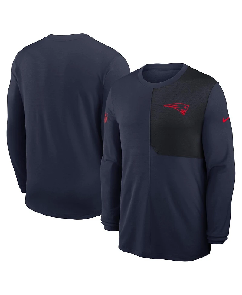 Nike Men's Navy New England Patriots Sideline Coach Uv Performance Long Sleeve T-Shirt