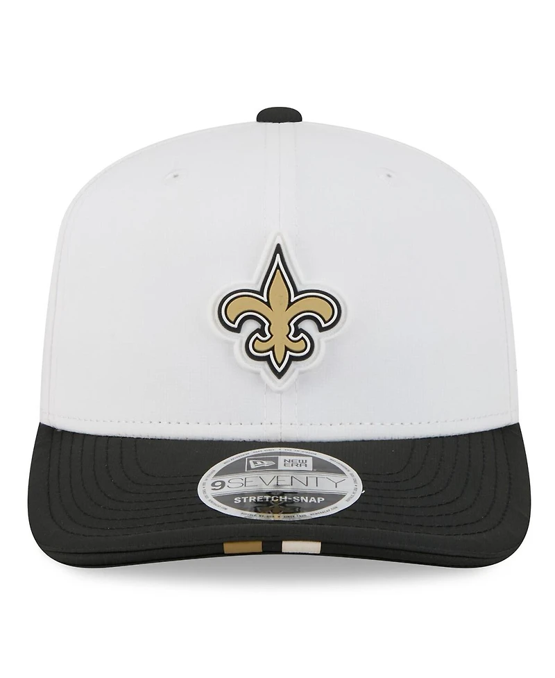New Era Men's White/Black New Orleans Saints 2025 Nfl Training Camp 9SEVENTY Adjustable Hat