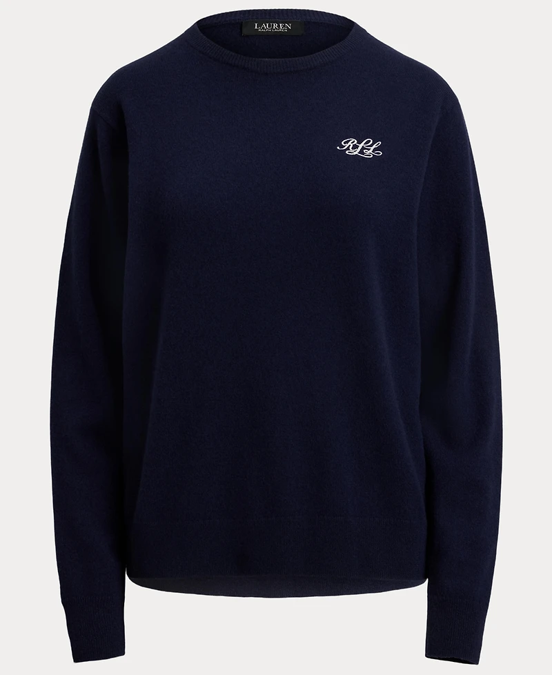 Lauren Ralph Women's Embroidered Cashmere Crewneck Sweater