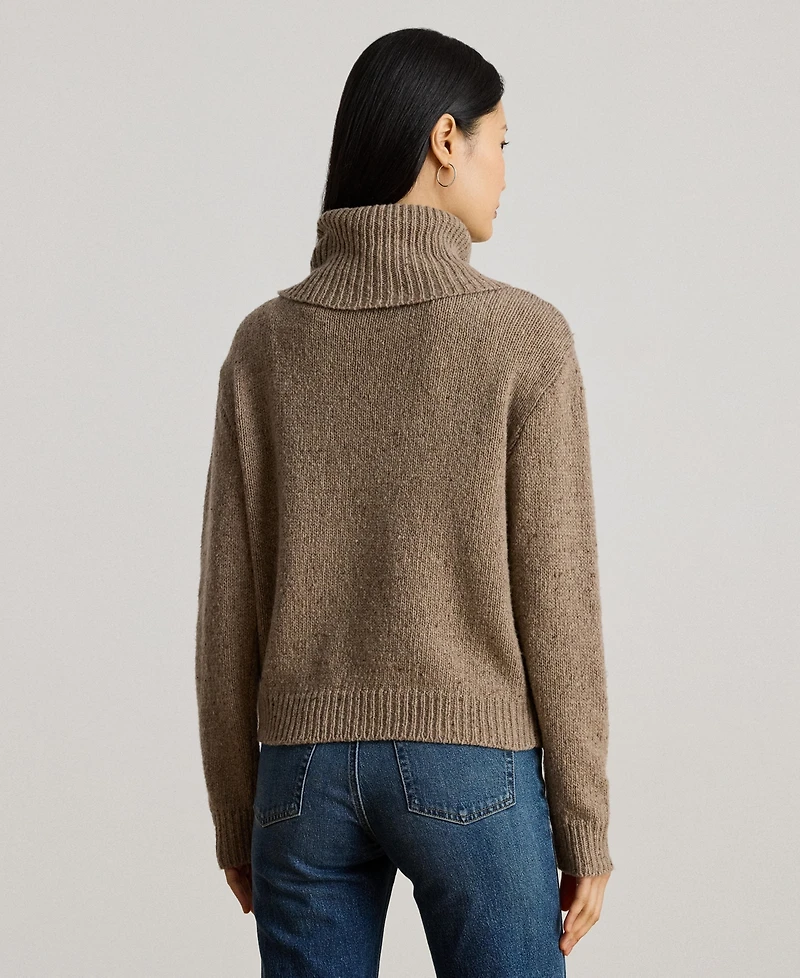 Lauren Ralph Women's Buckle-Trim Melange Turtleneck Sweater