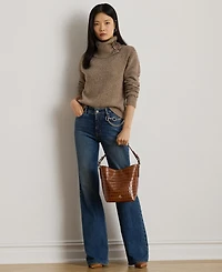 Lauren Ralph Women's Buckle-Trim Melange Turtleneck Sweater