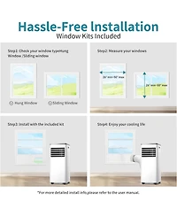 Zafro 8,000 Btu Portable Ac for Rooms up to 350 Sq.ft – Quiet, Remote Control, Digital Display, Easy Install Window Kit, Ideal for Home & Offic