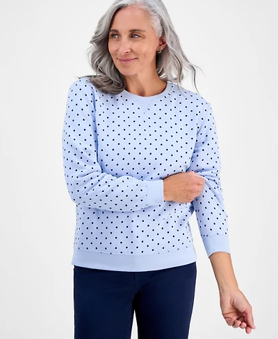 Style & Co Petite Polka Dot Crewneck Sweatshirt, Macy's Exclusive