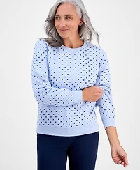 Style & Co Petite Polka Dot Crewneck Sweatshirt, Macy's Exclusive