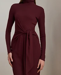Lauren Ralph Women's Tie-Front Turtle Neck Dress