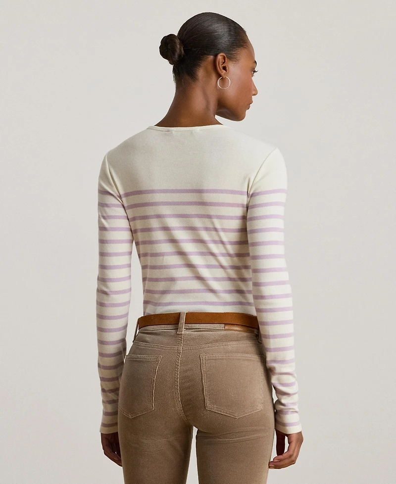 Lauren Ralph Women's Striped Cotton Long-Sleeve Tee