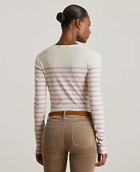 Lauren Ralph Women's Striped Cotton Long-Sleeve Tee