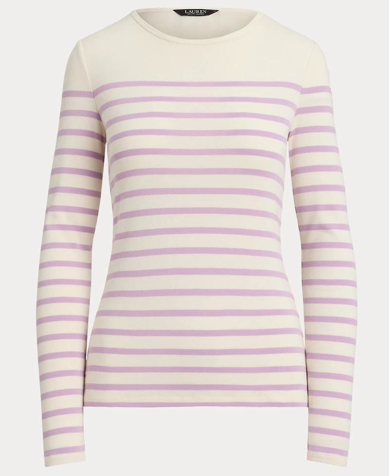 Lauren Ralph Women's Striped Cotton Long-Sleeve Tee