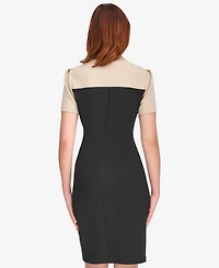 Tommy Hilfiger Women's Colorblocked Asymmetrical-Hem Sheath Dress
