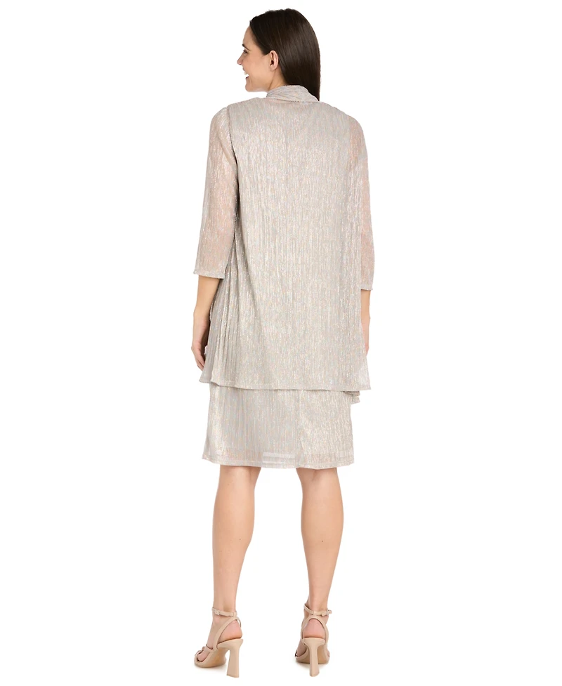 R & M Richards Women's Metallic Crinkle 2-Pc. Dress