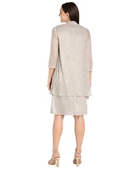 R & M Richards Women's Metallic Crinkle 2-Pc. Dress