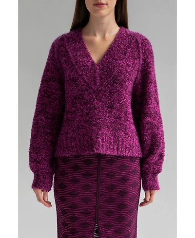Sskein Women's V-Neck Tonal Boucle Sweater