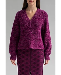 Sskein Women's V-Neck Tonal Boucle Sweater