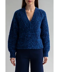 Sskein Women's V-Neck Tonal Boucle Sweater