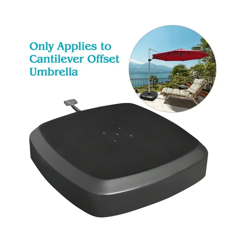 Patio Cantilever Offset Umbrella Base with Wheels for Garden Poolside Deck