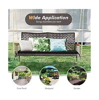 2-Person Rattan Hanging Porch Swing Chair