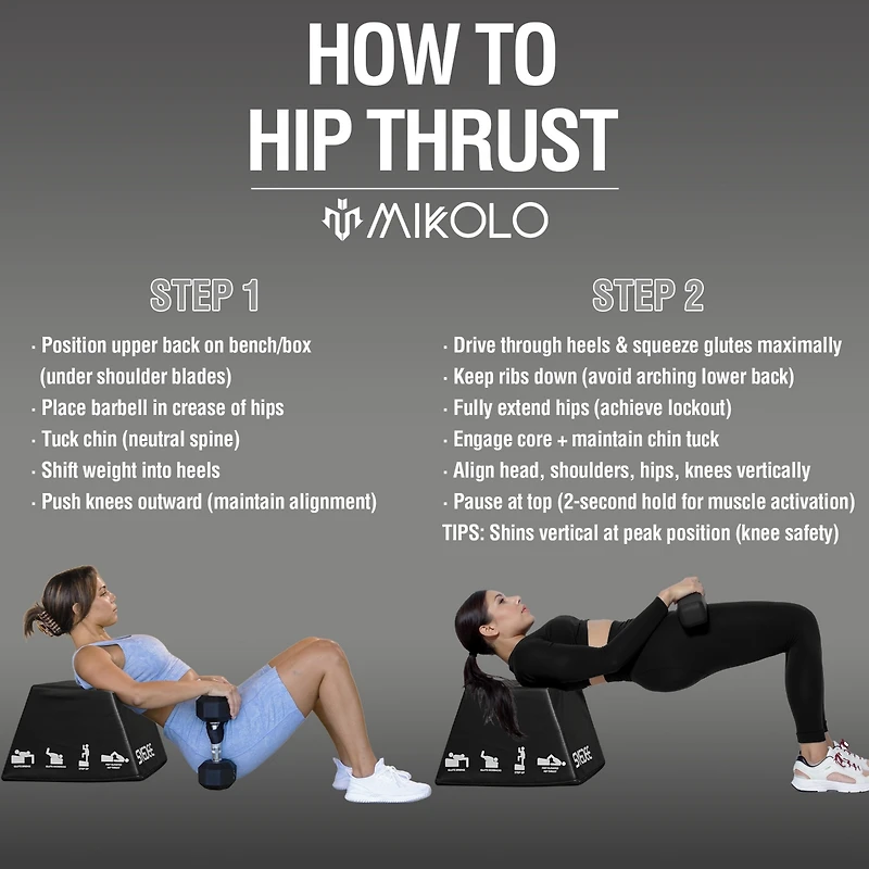 Mikolo Hip Thrust Bench - 700LB Capacity Glute Training Machine for Home Gym, Multi-Functional with Non-Slip Design