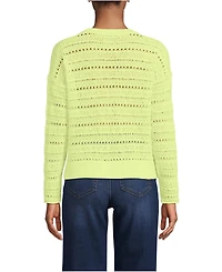 Lands' End Women's Cotton Blend Pointelle Crew Neck Sweater