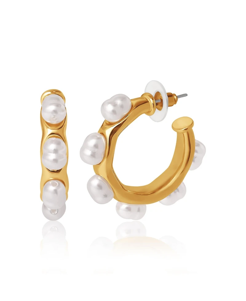 Bcbg Faux Pearl Accent Hoop Earrings