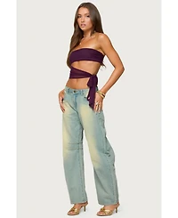 Edikted Women's Amaro Strapless Side Tie Cut Out Top